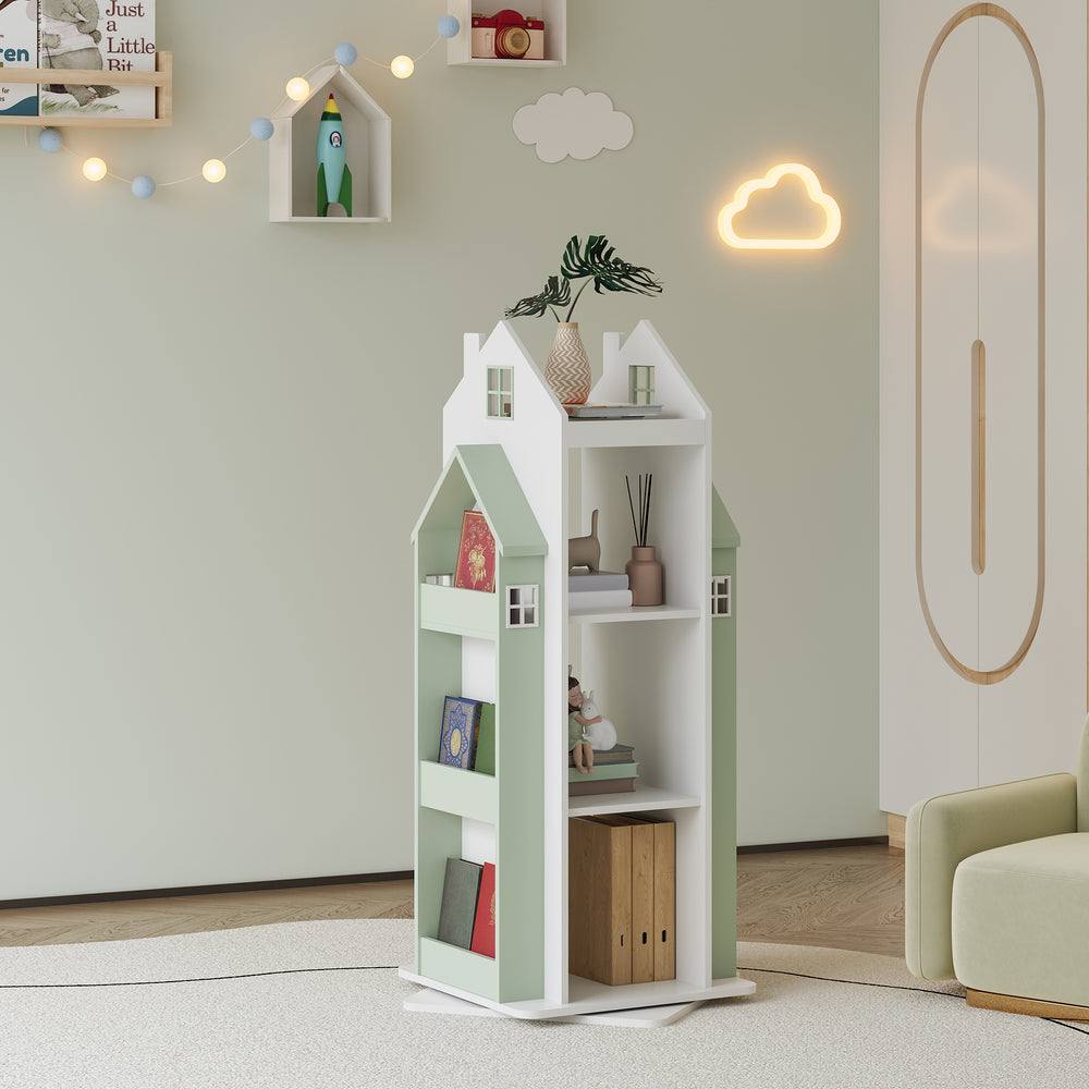 Estantería giratoria para niños Vipsali 108x40x40 cm verde menta/blanco [en.casa] - premiumXL