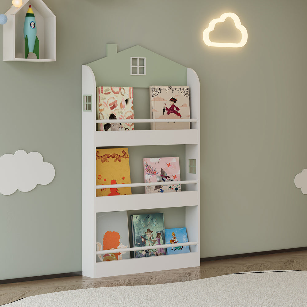 Estantería infantil Vipsali 106x60x12 cm verde menta/blanco [en.casa] - premiumXL