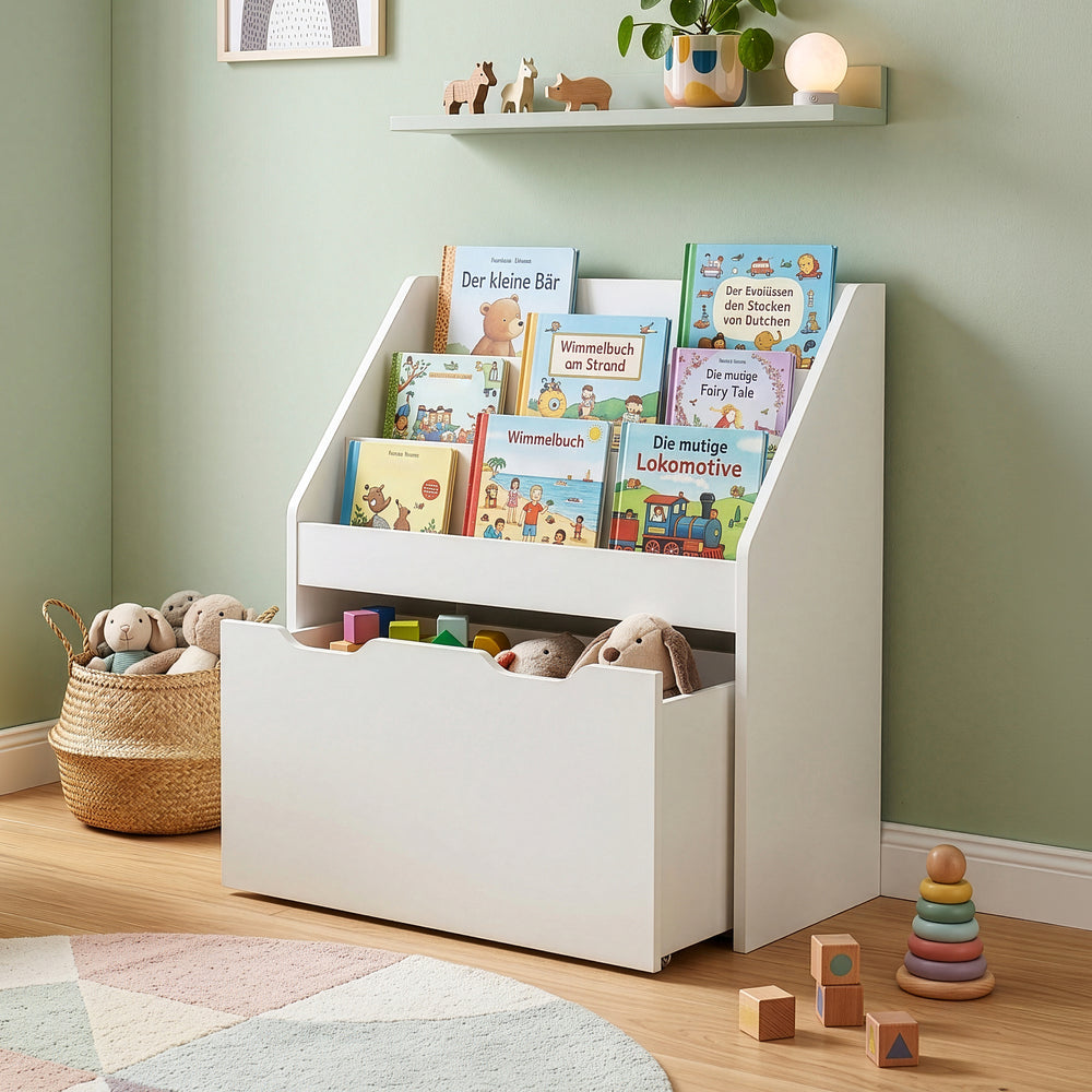 Estantería Infantil Sirlstalo con cajón 70x63x30 cm - Blanco [en.casa]
