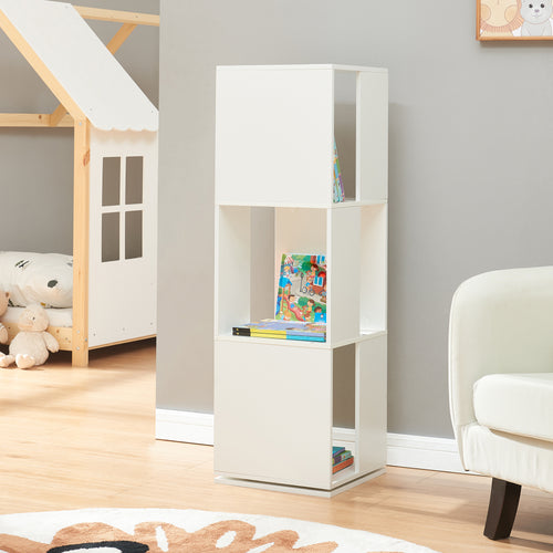 Estantería giratoria para libros Fjelmarirg 109x34x34 cm blanco [en.casa] - premiumXL