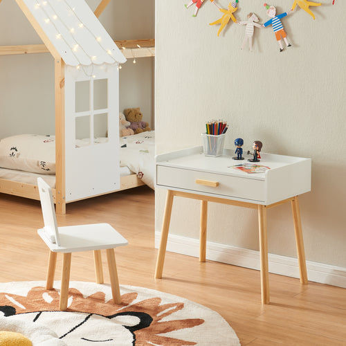 Escritorio infantil con silla Skjervøy madera/blanco [en.casa] - premiumXL