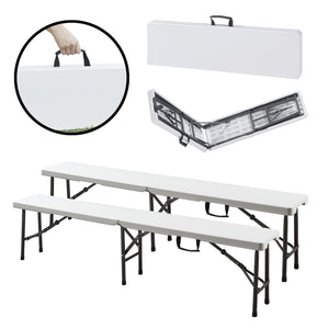 Conjunto de banco plegable Ljusnarsberg 2 piezas Blanco [en.casa]