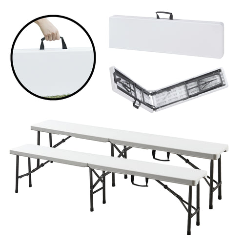 Conjunto de banco plegable Ljusnarsberg 2 piezas Blanco [en.casa]