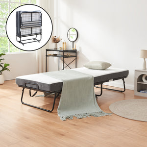 Cama plegable de metal Borjavle con colchón 200x90cm negro [en.casa] - premiumXL