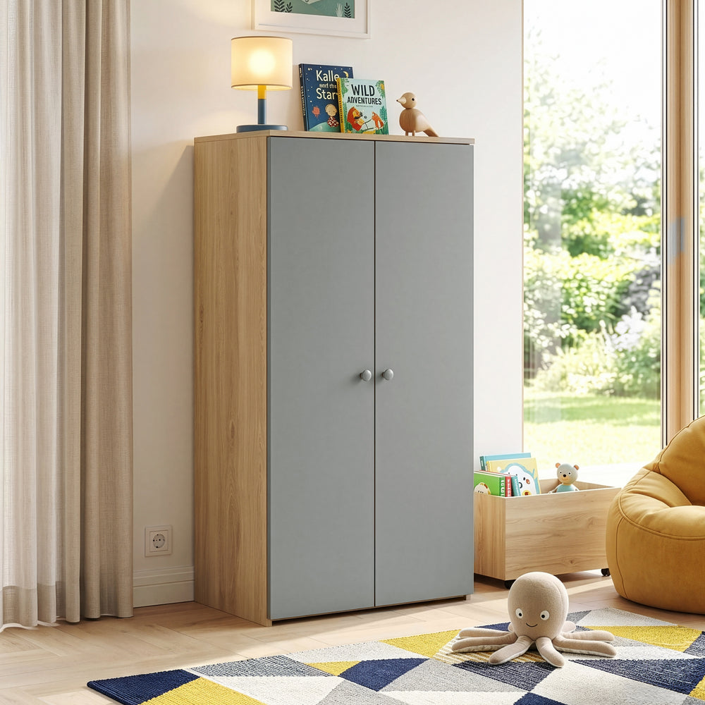 Armario ropero infantil Beldinupp con 2 puertas 123x60x40 cm [en.casa]