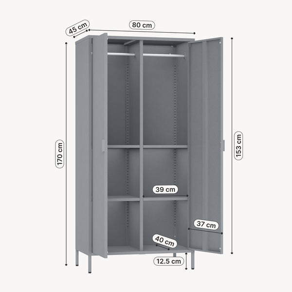 Armario Ropero Esteli 2 percheros 4 estantes 170x80x45cm - [en.casa] 