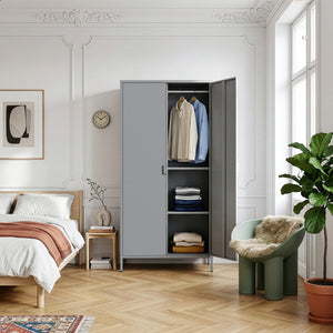 Armario Ropero Esteli 2 percheros 4 estantes 170x80x45cm - [en.casa] 