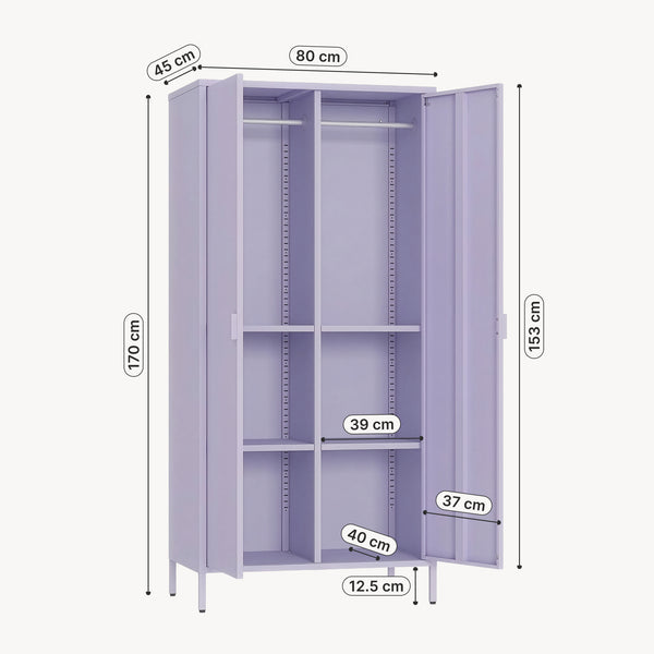 Armario Ropero Esteli 2 percheros 4 estantes 170x80x45cm - [en.casa] 