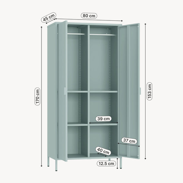 Armario Ropero Esteli 2 percheros 4 estantes 170x80x45cm - [en.casa] 
