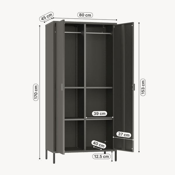 Armario Esteli 170x80x45 cm Acero [en.casa]