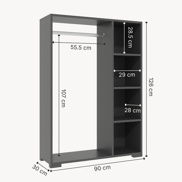 Perchero Burro Nesbyen con 4 estantes aglomerado 126x90x30 cm [en.casa]