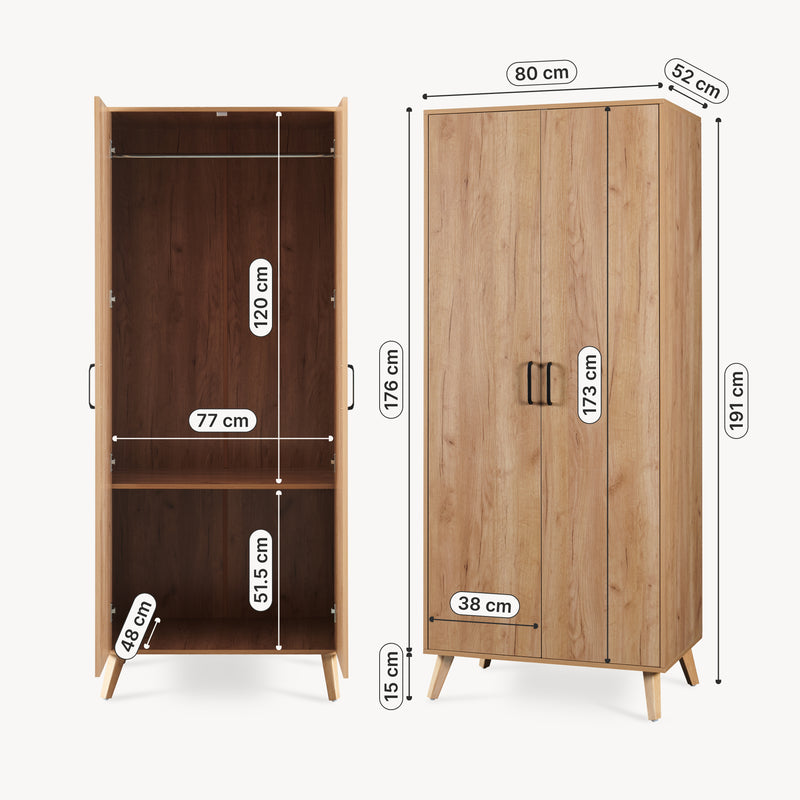 Esquema acotado Armario Norg puertas barra compartimentos [en.casa]