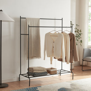 Perchero Bramming con dos barras para ropa 147 x 116 x 54 cm Negro [en.casa]