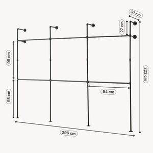 Barra para colgar ropa montaje en pared Kenävatka acero negro [en.casa]