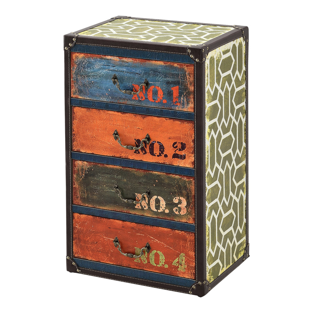 Cómoda Geeste 66x40x30 cm con 4 cajones Cuero sintético Multicolor en.casa
