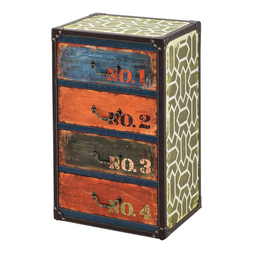 Cómoda Geeste 66x40x30 cm con 4 cajones Cuero sintético Multicolor en.casa