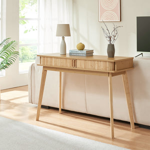 Mesa consola Tysvær con puertas bambú 110x40x78cm - Natural [en.casa]