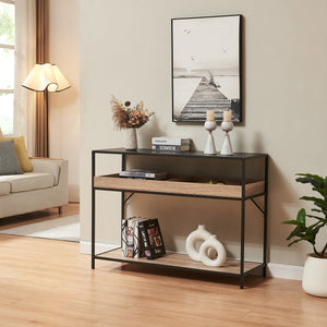 Consola Belana 110x40x80 cm Negro/Aspecto roble [en.casa] - premiumXL