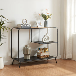 Consola Krødsherad 83x102x36cm Negro/Roble [en.casa] - premiumXL