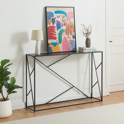 Mesa consola Rättvik 120x30x80 cm Negro [en.casa]