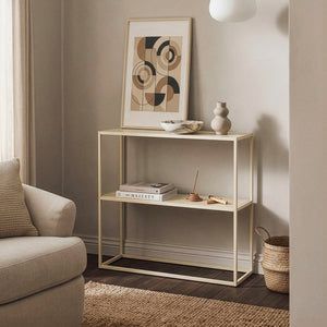Mesa consola Strömstad 2 estantes acero 80x80x26cm - [en.casa]