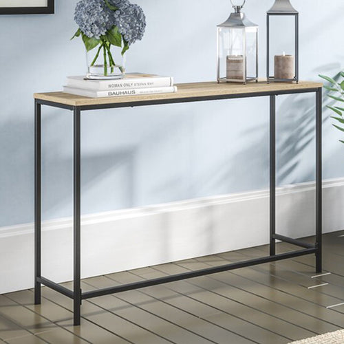 Mesa consola Kronoby 80 x 100 x 30 cm Negro/Aspecto madera [en.casa] TR