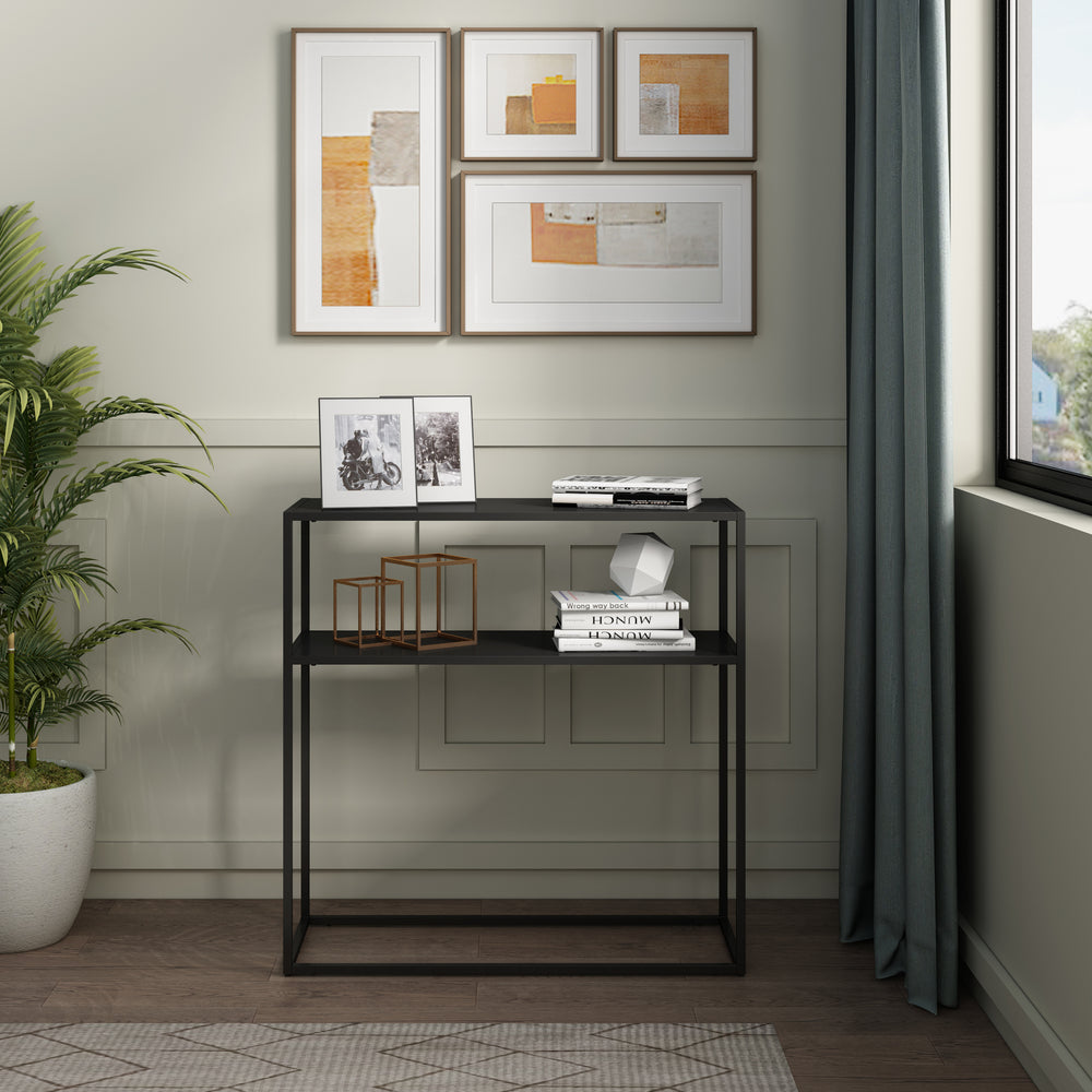 Mesa consola Kuhmo con estante adicional metal 80 x 80 x 30 cm - [en.casa]