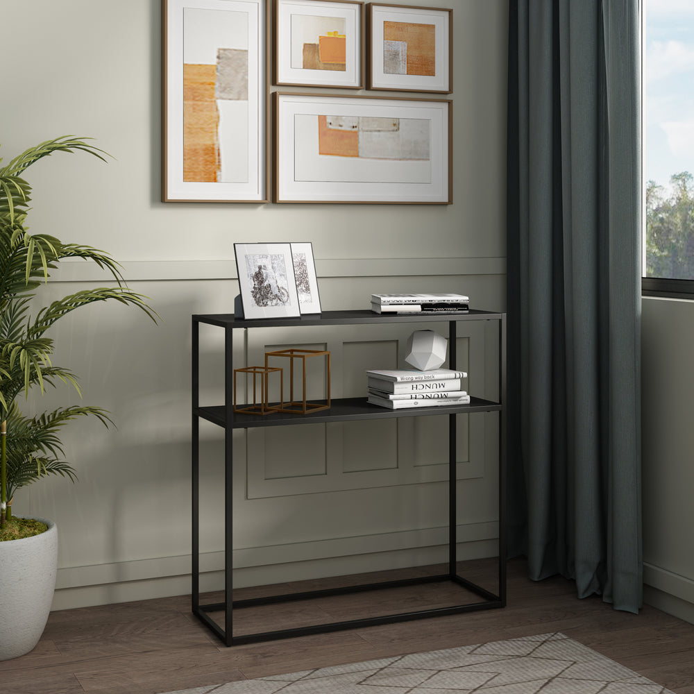Mesa consola Kuhmo con estante adicional metal 80 x 80 x 30 cm - [en.casa]