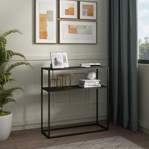 Mesa consola Kuhmo con estante adicional metal 80 x 80 x 30 cm - [en.casa]