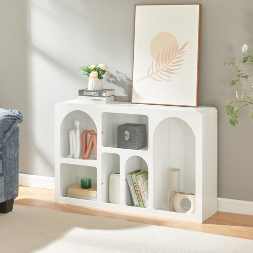 Aparador Vågå con compartimentos abiertos 110x30x70 cm blanco [en.casa] - premiumXL