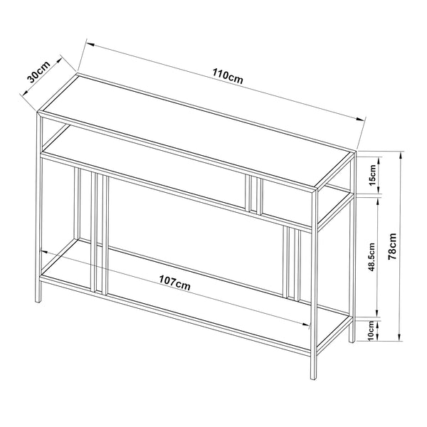Mesa consola Kumlinge con 2 estantes metal - [en.casa]