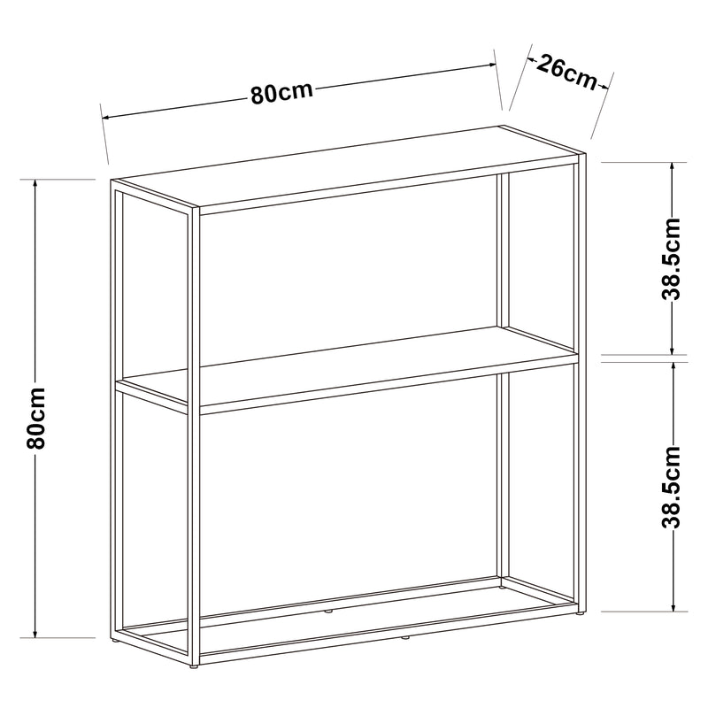 Esquema acotado Mesa consola Strömstad 2 estantes acero 80x80x26cm - [en.casa]