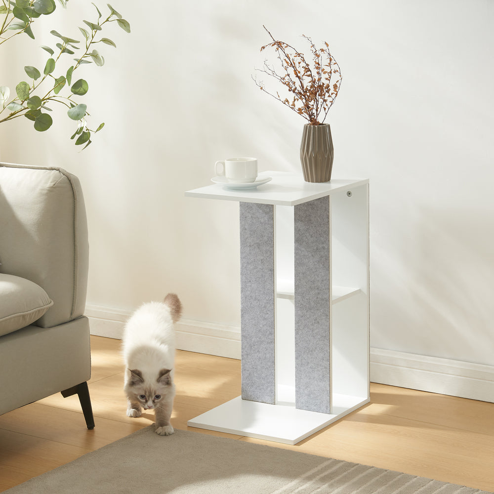 Mesa auxiliar con superficie rascadora Ljungby Blanco [en.casa] - premiumXL