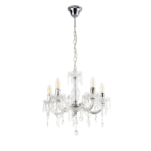 Lámpara de araña Weimar 5x E14 Ø35 x 145 cm cristal/blanco lux.pro - premiumXL