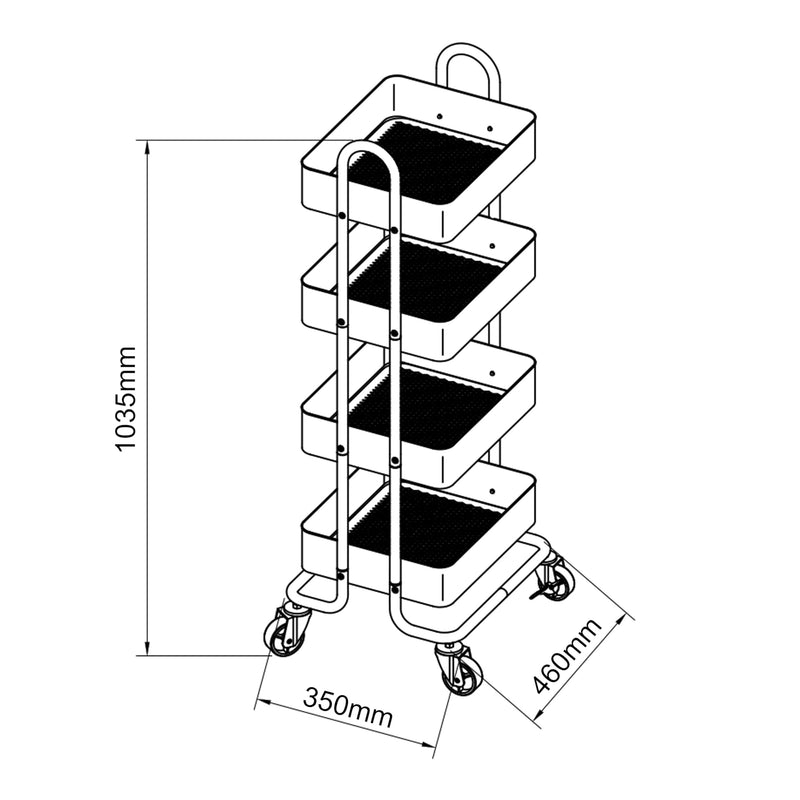 Esquema acotado Carro para rollos de cocina Pyhäntä [en.casa]