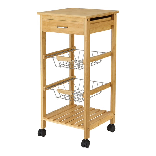 Carrito de cocina de bambú Stenungsund con cajón 76x36x36cm [en.casa]