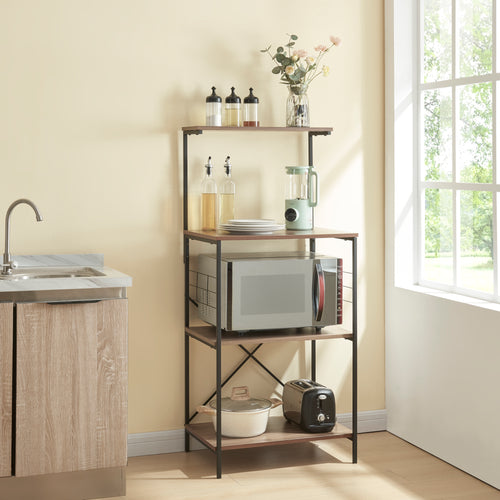 Estantería Billund con 4 estantes 133 x 60 x 42 cm Negro / Nogal - Aspecto [en.casa] - premiumXL