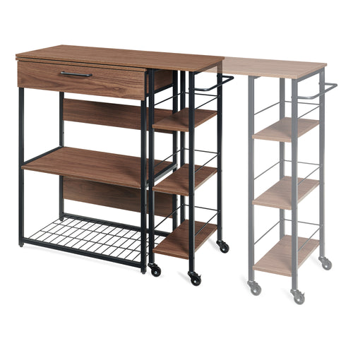 Estante de cocina extensible Kirhuskyna 130x40x85 cm aspecto nogal/negro [en.casa]