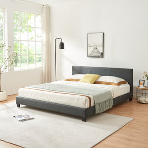 Cama de cuero sintético Albacete 180x200cm gris oscuro Corium - premiumXL