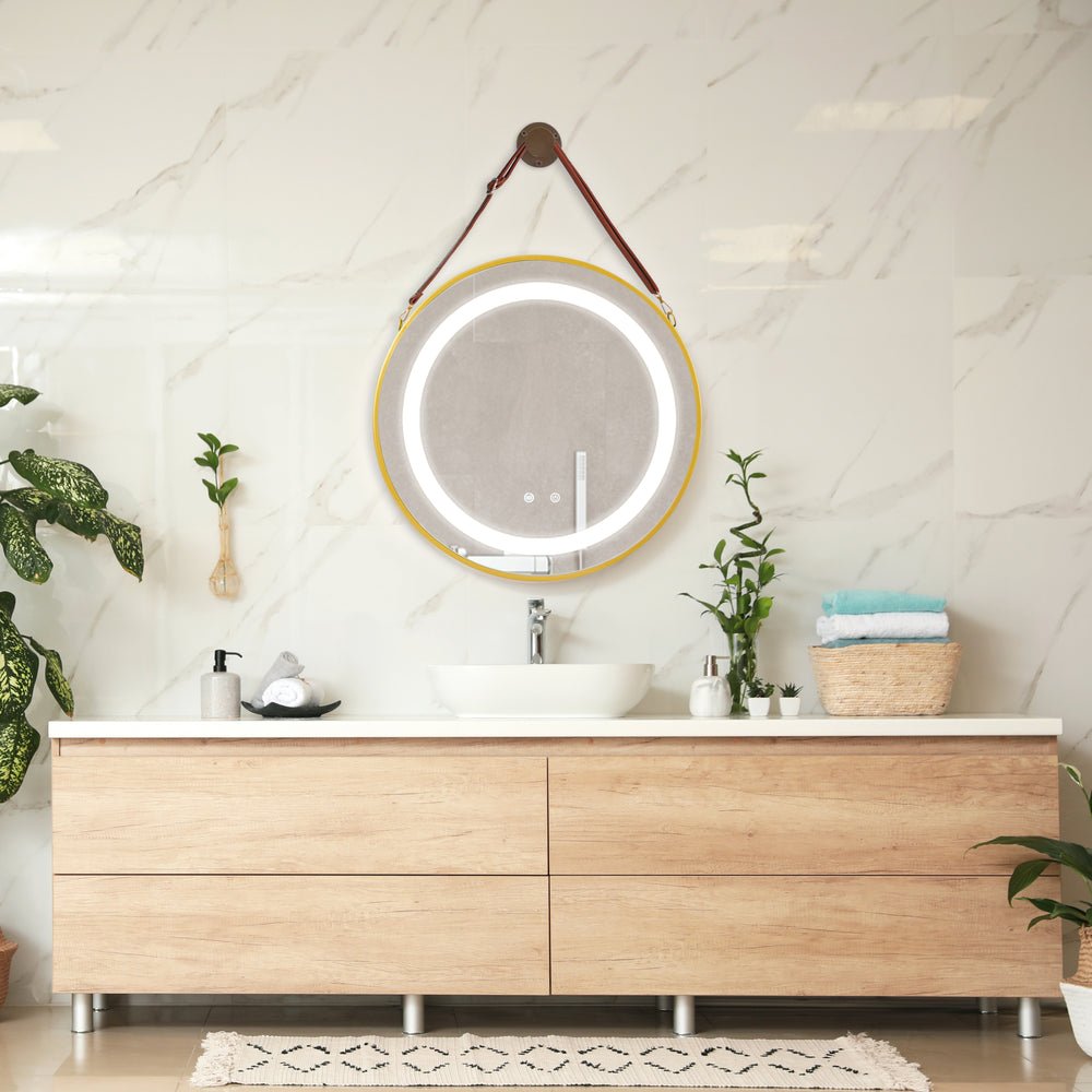 Espejo de baño LED Picerno con colgador dorado en varias tamaños [pro.tec] - premiumXL