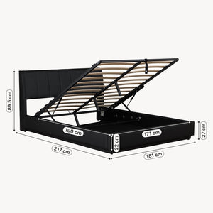 Cama tapizado LED Tröstiar con somier abatible 140/160/180x200cm [en.casa]