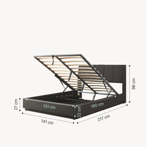 Cama tapizado LED Tröstiar con somier abatible 140/160/180x200cm [en.casa]