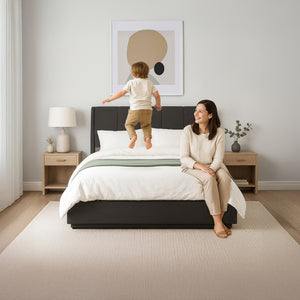 Cama tapizado LED Tröstiar con somier abatible 140/160/180x200cm [en.casa]