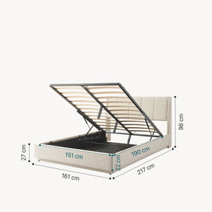 Cama tapizado LED Tröstiar con somier abatible 140/160/180x200cm [en.casa]