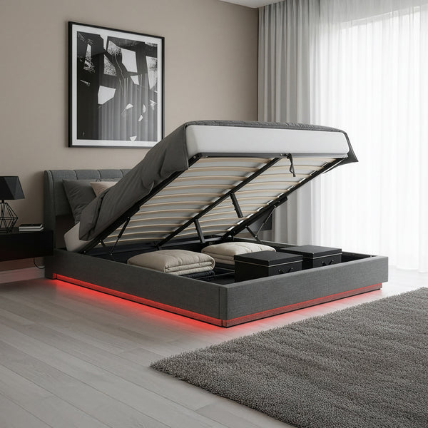 Cama tapizada LED Tröstiar [en.casa]
