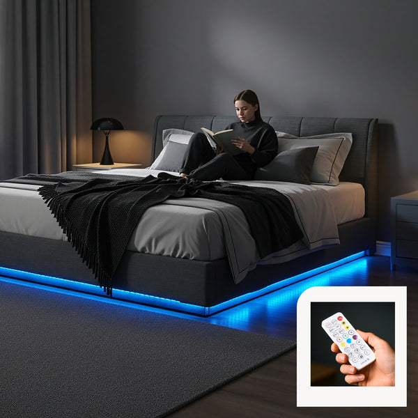 Cama tapizada LED Tröstiar [en.casa]