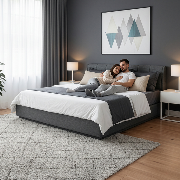 Cama tapizada LED Tröstiar [en.casa]