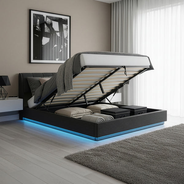 Cama tapizada LED Tröstiar [en.casa]