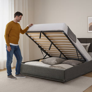 Cama tapizada LED Tröstiar [en.casa]