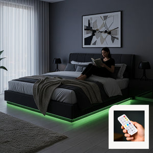 Cama tapizada LED Tröstiar [en.casa]